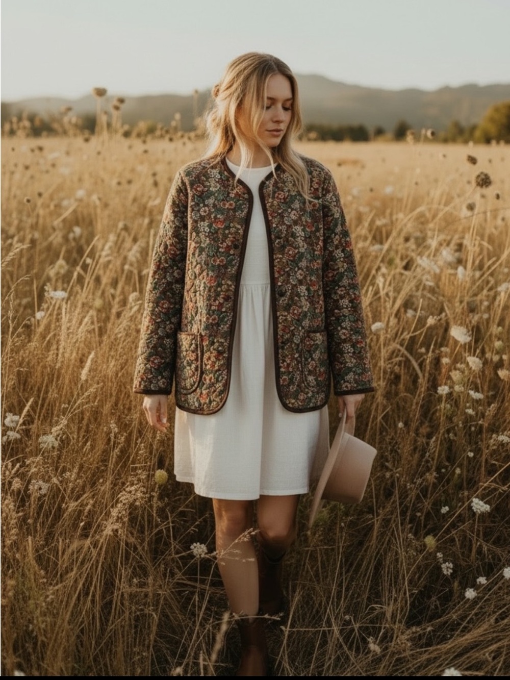 Handmade Floral Quilted Jacket Cottagecore Patchwork Earthy Jacket Cardigan
